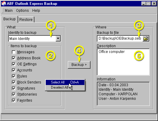 Outlook Express Backup image #5