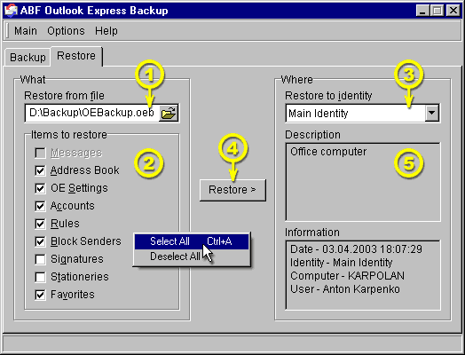 Outlook Express Backup image #6